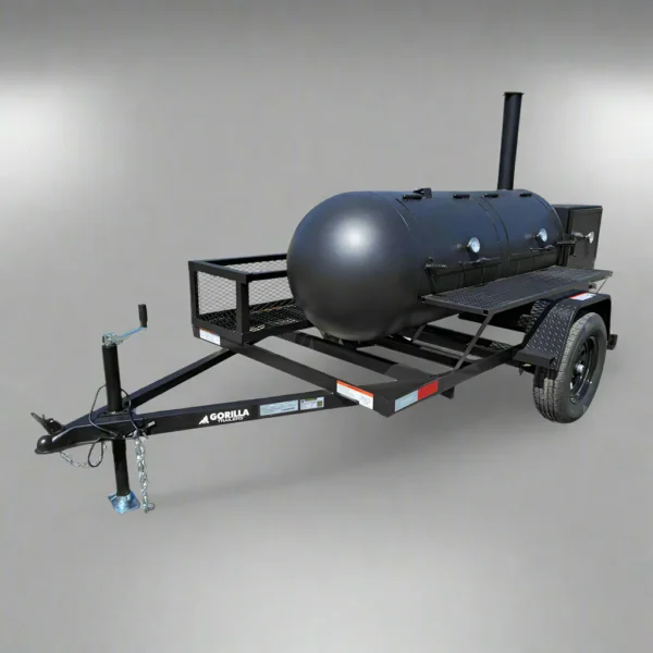 Smoker Trailer Pull Behind 5'x8' with Large With Wood Cage