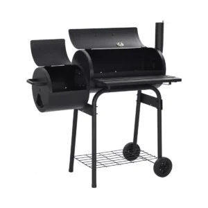 SUGIFT Heavy-Duty Charcoal BBQ Grill and Offset Smoker in Black