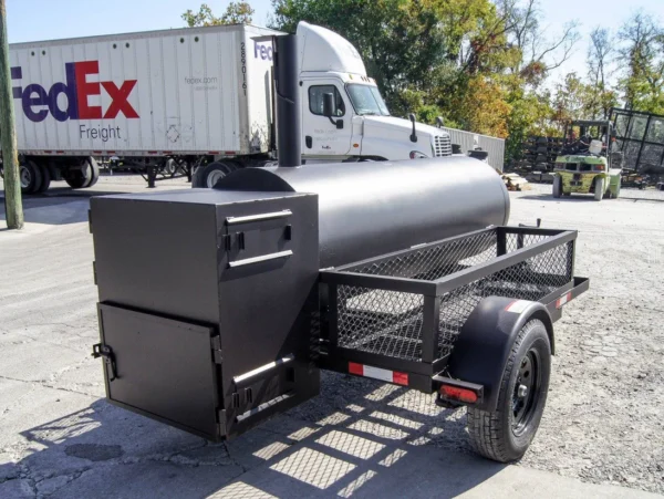 BBQ Smoker 330 Gallon Trailer Pull Behind with Wood Cage - Image 5