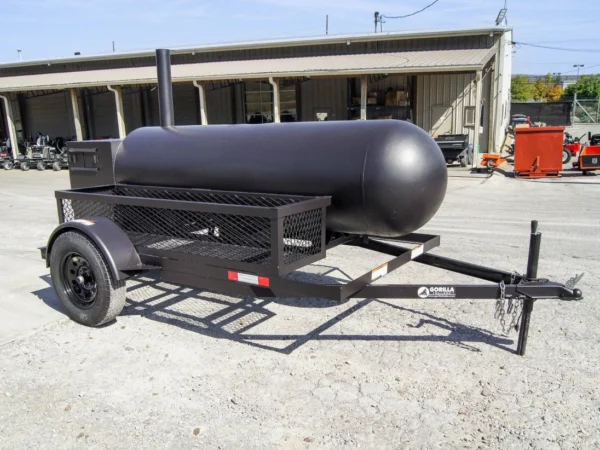 BBQ Smoker 330 Gallon Trailer Pull Behind with Wood Cage - Image 3